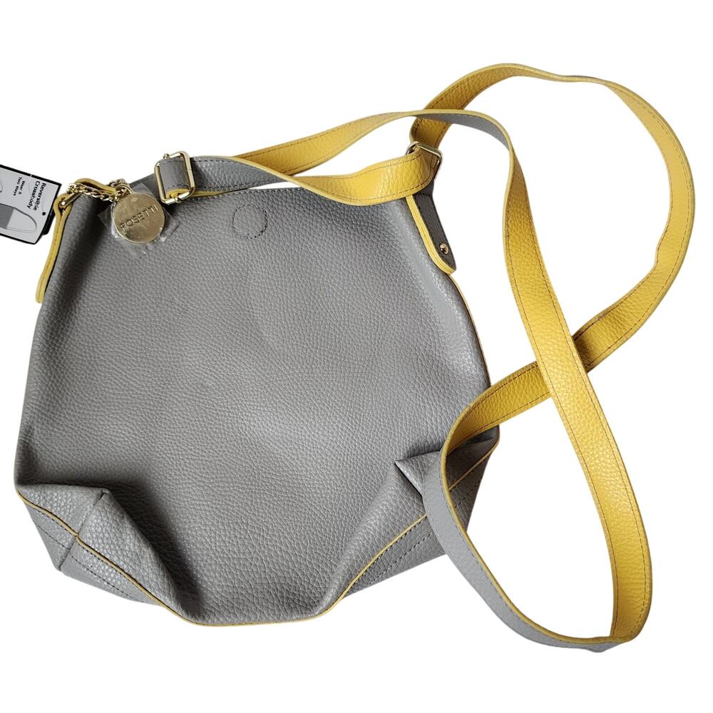 Rosetti Crossbody Purse Reversible Yellow Gray Magnetic Tote Bag Handbag Vinyl